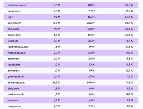 E-Commerce en France : les plus fortes progressions de trafic du retail en 2023